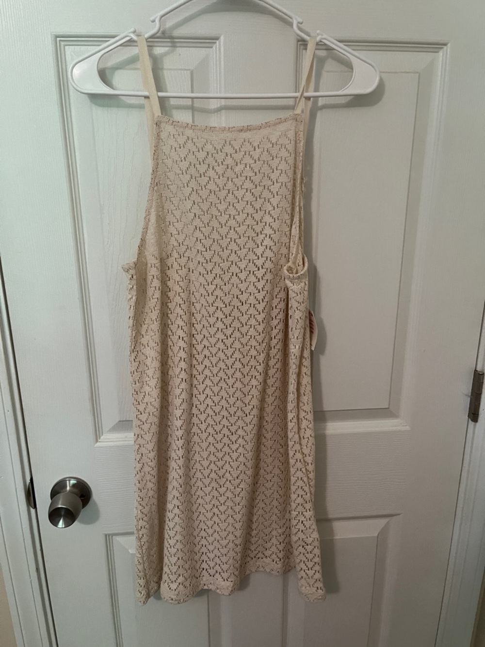 Roxy Cream Crochet Sundress with Delicate Knit